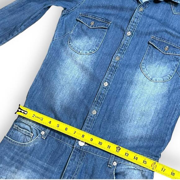 Signature8 Distressed Blue Jean Denim Coveralls Jumper Size S/M - Picture 8 of 16